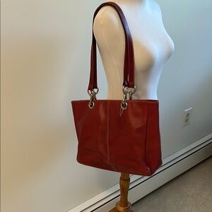Elegant Red Leather Tote Bag